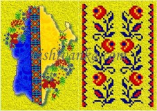 Схема для вышивки бисером на атласе Обложка для паспорта Вишиванка БН-080 атлас