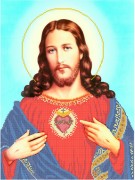 Схема на габардині для вишивки бісером Непорочне серце Ісуса