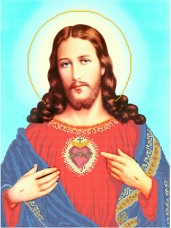 Схема на габардине для вышивки бисером Непорочное сердце Иисуса Бисерок КРВ-71
