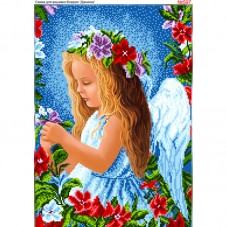 Схема вышивки бисером на габардине Квітковий ангел Biser-Art 30х40-597