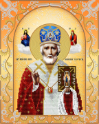 Схема для вышивки бисером на атласе Святой Николай Чудотворец (золото)