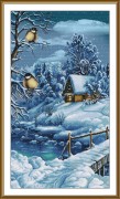 Набор для вышивки крестиком на канве с фоновым изображением Снежная мелодия леса 