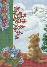 Схема вишивкі бісером на габардині Різдвяний ранок Acorns А4-К-871