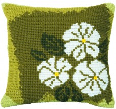 Набор для вышивки подушки крестиком Белые цветы Чарiвна мить (Чаривна мить) РТ-173