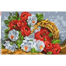Схема вышивки бисером на габардине Букет троянд Biser-Art 40х60-3019