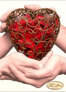 Схема для вышивки бисером на атласе Одно сердце на двоих