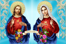 Схема для вышивки бисером на атласе Непорочное сердце Марии и Святой сердце Иисуса А-строчка АХ2-029