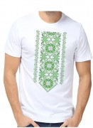Мужская футболка для вышивка бисером Зеленый орнамент