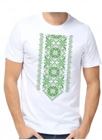Мужская футболка для вышивка бисером Зеленый орнамент Юма ФМ-54 - 374.00грн.