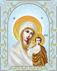 Схема для вышивки бисером на атласе Богородица Казанская (серебро) А-строчка Ас3-031