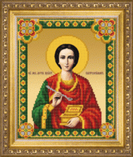 Схемы для вышивания бисером на авторской канве икона великомученика и целителя Пантелеймона