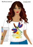 Женская футболка для вышивки бисером Стрекоза