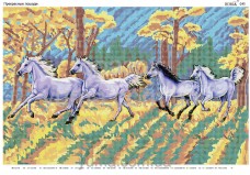 Схема вышивки бисером на габардине Прекрасные лошади