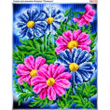 Схема вышивки бисером на габардине Голубые цветы Biser-Art 20х30-235