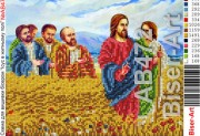 Схема вышивки бисером на габардине Иисус с апостолами 