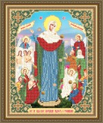 Схема вышивки бисером на габардине Образ Пр. Богородицы Всех Скорбящих в радости с грошиками