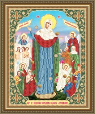 Схема вышивки бисером на габардине Образ Пр. Богородицы Всех Скорбящих в радости с грошиками Art Solo VIA4264