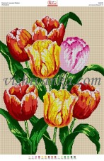 Рисунок на габардине для вышивки бисером Тюльпаны Вишиванка А2-098