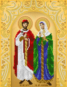 Рисунок на ткани для вышивки бисером Святые мученики Пётр и Февронья (золото)