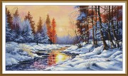 Набор для вышивки крестиком на канве с фоновым изображением Зимний закат 