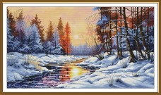 Набор для вышивки крестиком на канве с фоновым изображением Зимний закат  Новая Слобода (Нова слобода) СР1518