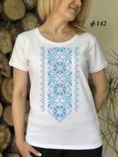 Женская футболка для вышивки бисером Голубой орнамент  Юма Ф142