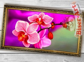 Схема вышивки бисером на габардине Панно Рожева орхідея Biser-Art 3060004 - 186.00грн.
