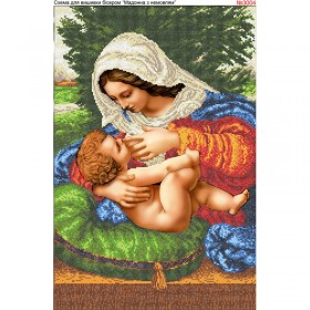 Схема вишивки бісером на габардині Мадонна з немовлям