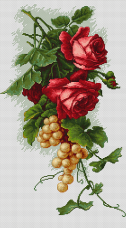 Набір для вишивки хрестом Червоні троянди з виноградом