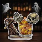 Набор для вышивки нитками на пластиковой основе Волшебная страна Коктейль Череп FLX-124 Набор для вышивки нитками на пластиковой основе Волшебная страна Коктейль Череп FLX-124