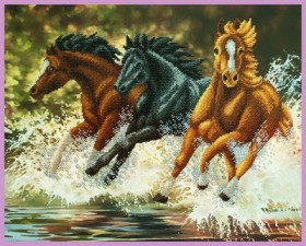 Набор для вышивки бисером Бегущие лошади Картины бисером Р-325 - 885.00грн.