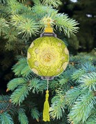Набір для вишивки нитками Новорічна іграшка Жовто-зелений ліхтарик