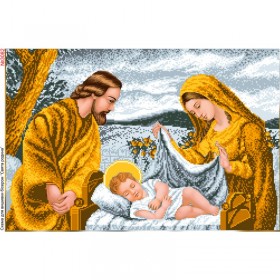 Схема вышивки бисером на габардине Святое семейство 