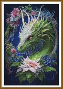 Набор для вышивки крестиком на канве с фоновым изображением Цветочный дракон 