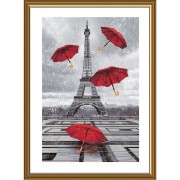 Набір для вишивки нитками на канві з фоновим зображенням У Парижі дощі 