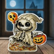 Набор для вышивки нитками на пластиковой основе Волшебная страна Скелет с шариком FLX-121 Набор для вышивки нитками на пластиковой основе Волшебная страна Скелет с шариком FLX-121
