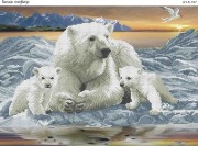 Схема для вышивки бисером на габардине Белые медведи
