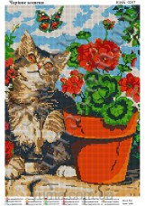 Схема вишивки бісером на габардині Чарівний котик