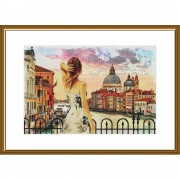 Набор для вышивки нитками на канве с фоновым изображением Влюбляясь в Венецию
