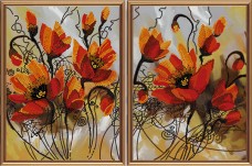Схема для вышивки бисером на атласе Огненные цветы