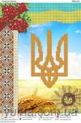 Схема вышивки бисером на габардине Символика Украины