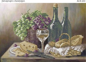 Схема для вышивки бисером на габардине Натюрморт с виноградом