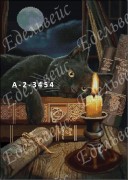 Схема вишивки бісером на атласі Магічний кіт повна зашивка