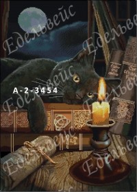 Схема вышивки бисером на атласе Магический кот полная зашивка