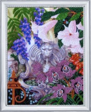 Схема для вышивки бисером на атласе Фонтан в саду  Баттерфляй (Butterfly) CA 229Б