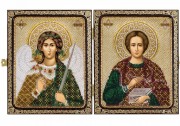 Набор для вышивки иконы бисером в рамке-складне Св. Вмч. Пантелеймон Целитель и Ангел Хранитель