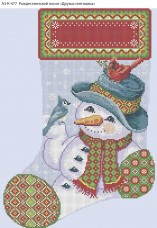 Схема для вышивки бисером на габардине Рождественский носок Друзья Снеговика Acorns А3-К-477