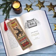 Набор для вышивки нитками на крафтовом картоне Wonderland Crafts Закладка - Северный олень WLZ-009