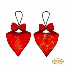 Схема для вышивки бисером на габардине Пендибюль новогодний красный Tela Artis (Тэла Артис) В-015