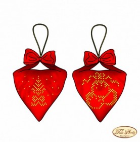 Схема для вышивки бисером на габардине Пендибюль новогодний красный Tela Artis (Тэла Артис) В-015 - 75.00грн.